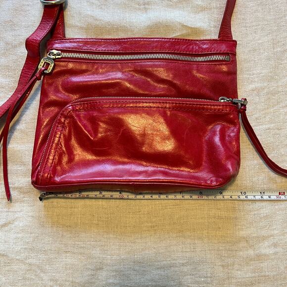 Hobo Crossbody Long Strap Red Leather Purse - Picture 3 of 12